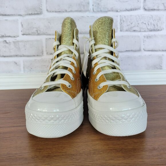 ⭐Converse Chuck 70 Plus Glitter Hi Size 6 Men's Shoes Sneakers Gold A08176C⭐ - Picture 3 of 10